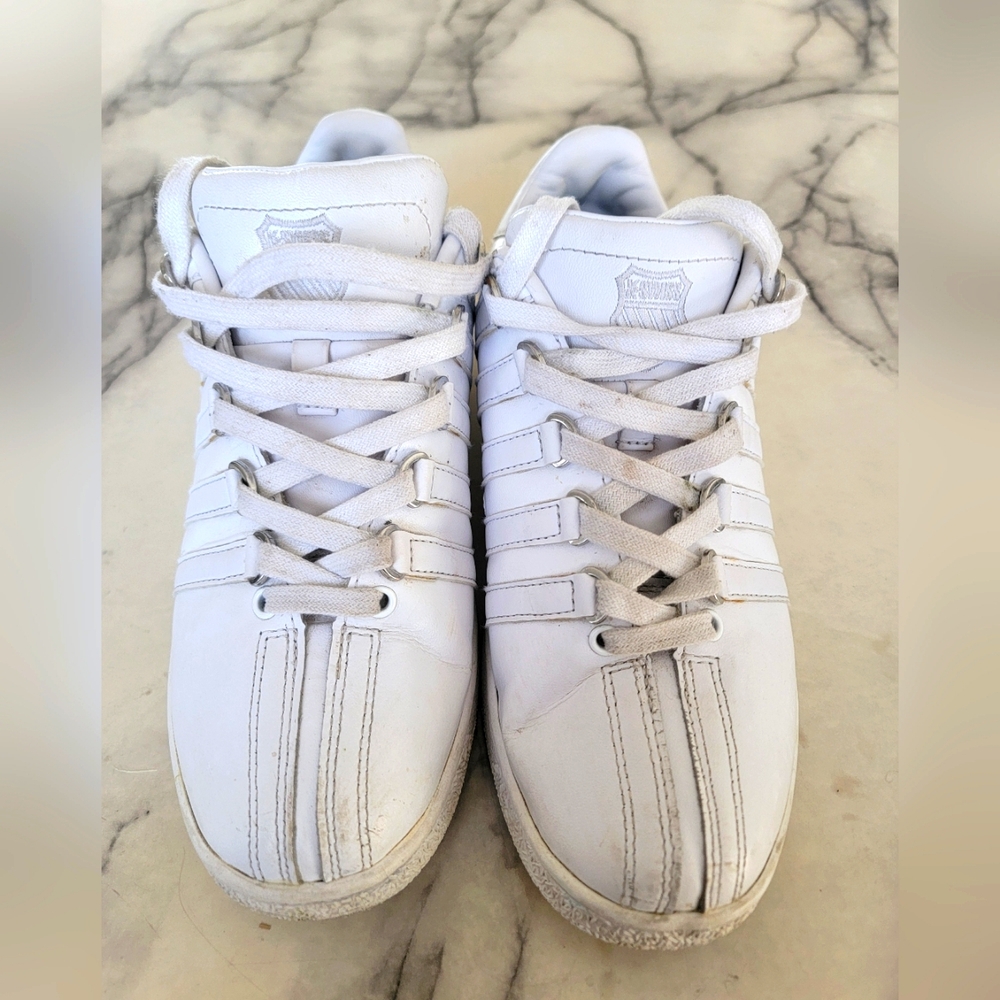 K-Swiss Men's Shoes 07321-101-M Low  White On White Sneaker Varsity Size 7.5